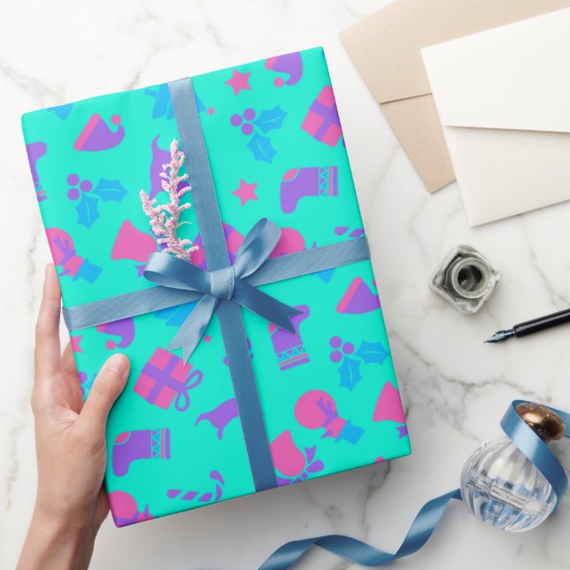 Cute Sky Blue Christmas wrapping paper (Gifting)