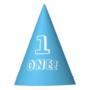 Cute sky blue custom number age year birthday party hat