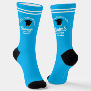 Cute Sky Blue Graduate Custom Graduation Socks
