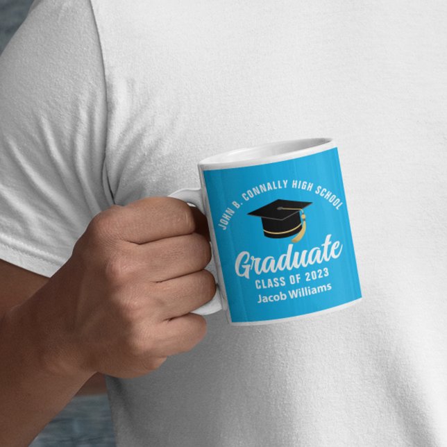 Cute Sky Blue Graduate Customised Graduation Coffee Mug (Creator Uploaded)