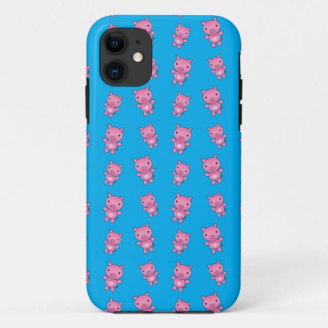 Cute sky blue pig pattern Case-Mate iPhone case (Back)