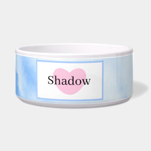 Cute Sky Blue Pink Heart with Name Pet