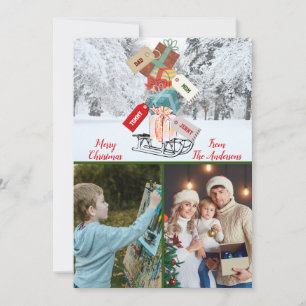 Cute Sled Winter Wonderland Family Photo Christmas Holiday Card