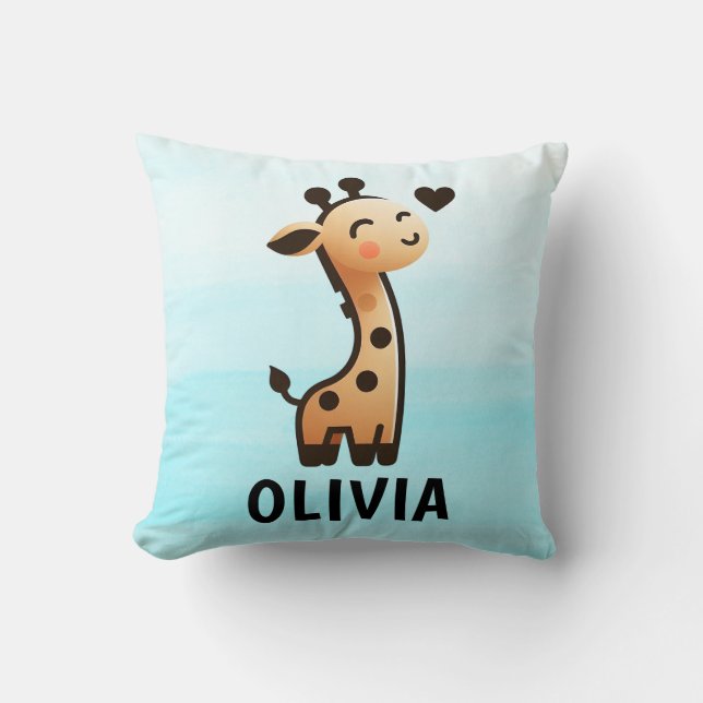 Cute Sleek Giraffe Personalised Cushion (Front)