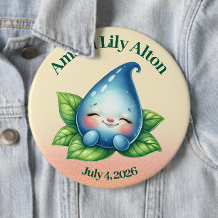 Cute Sleeping Baby Dewdrop Baby Shower 6 Cm Round Badge