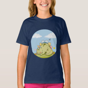 Cute Sleeping Baby Dinosaur Kids T-Shirt