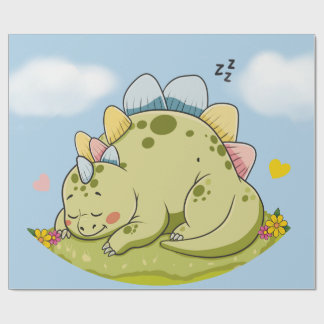 Cute Sleeping Baby Dinosaur Wrapping Paper