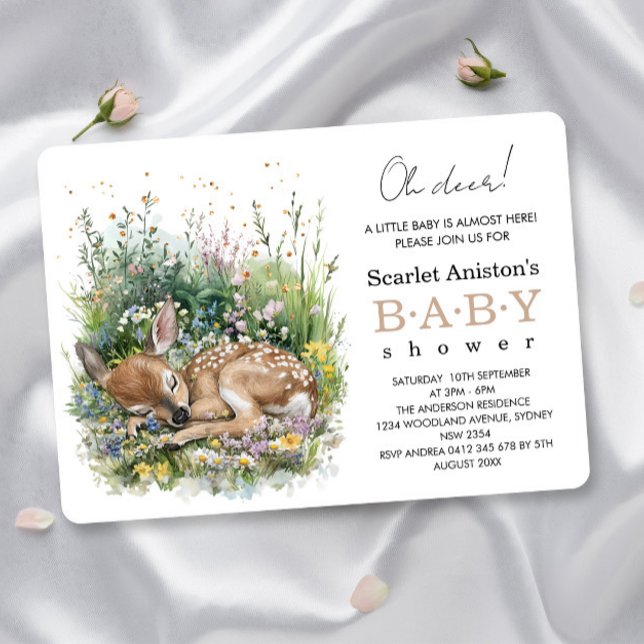 Cute Sleeping Baby Doe Baby Shower Invitation (Creator Uploaded)