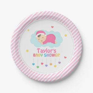 Cute Sleeping Baby Girl Shower Party Supplies Paper Plate