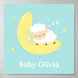 Cute Sleeping Baby Lamb Kids Nursery Room Decor