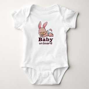 Cute Sleeping Baby Monkey "Baby on Board" Car Bodysuit