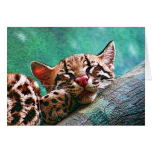 Cute Sleeping Baby Ocelot Kitten Painting