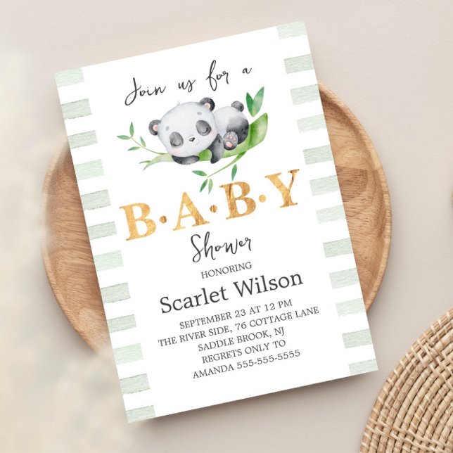 Cute Sleeping Baby Panda Baby Shower Invitation (Creator Uploaded)