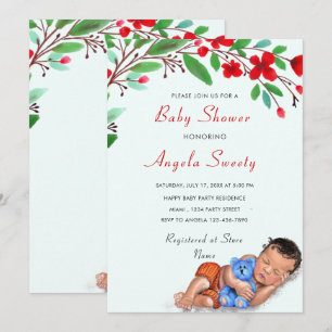 Cute Sleeping Baby Shower Invitation Template