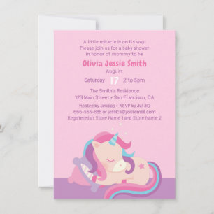 Cute Sleeping Baby Unicorn Baby Shower Invitation