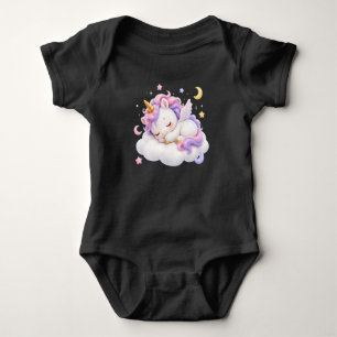 Cute Sleeping Baby Unicorn Design Bodysuit