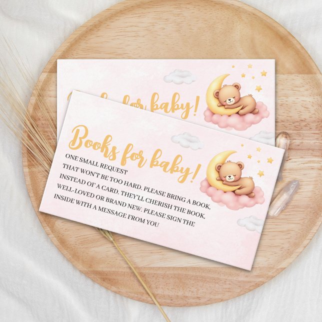 Cute Sleeping Bear - Baby Shower Girl  Enclosure Card (Creator Uploaded)