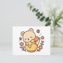Cute Sleeping Bear Honey Pot Kawaii Design