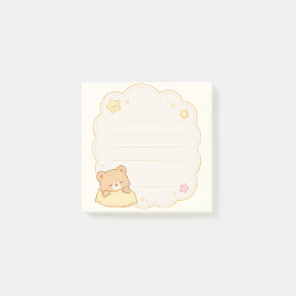 Cute Sleeping Bear Kawaii Clouds Memo Pad Post-it Notes