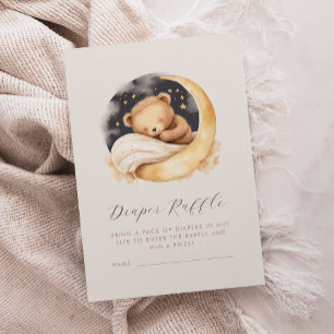 Cute Sleeping Bear Moon Diaper Raffle Enclosure Card