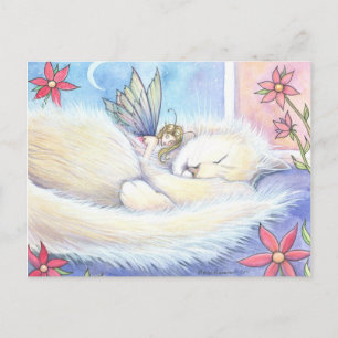 Cute Sleeping Cat and Fairy Postcard