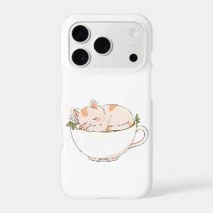 Cute Sleeping Cat in Teacup Kawaii Design
