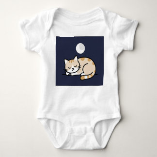 Cute Sleeping Cat Moon Baby Bodysuit 