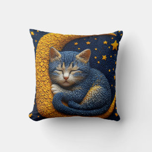🌙 Cute Sleeping Cat Moon Decor For Cat Lovers 🐱 Cushion