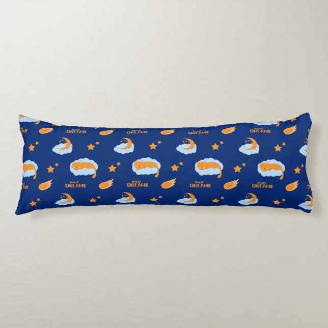 Cute sleeping cat on a cloud, sweet dreams body cushion (Front)
