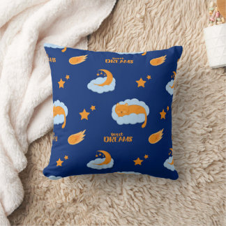 Cute sleeping cat on a cloud, sweet dreams cushion