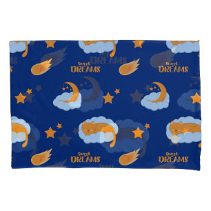Cute sleeping cat on a cloud, sweet dreams pillow pillowcase