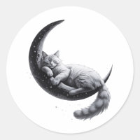 Cute Sleeping Cat on Moon – Aesthetic Night Poster