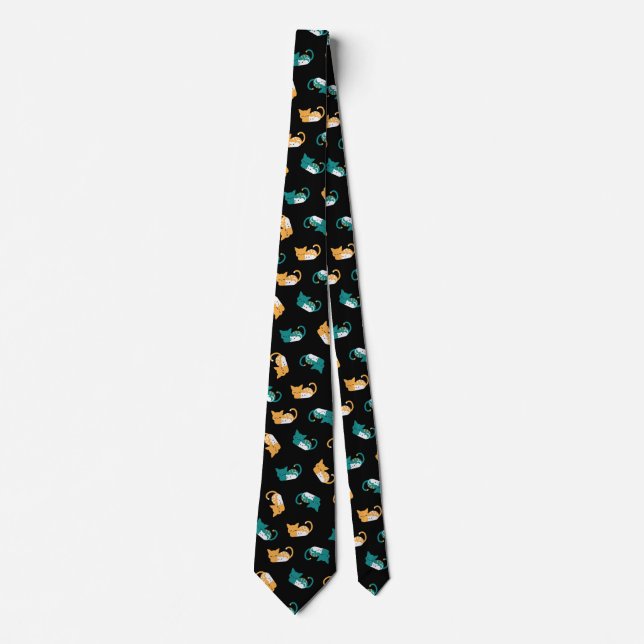 Cute sleeping cat pattern III Neck Tie (Front)