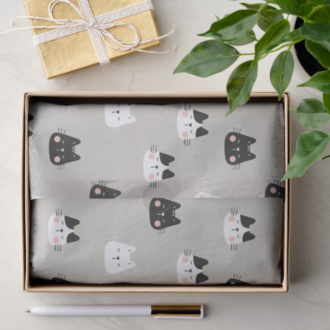 Cute Sleeping Cats Seamless Pattern Tissue Paper (Gift)