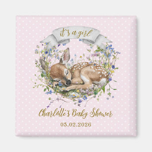 Cute Sleeping Doe Baby Shower Magnet