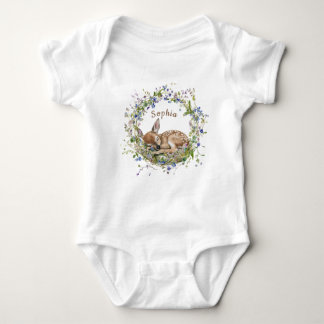 Cute Sleeping Doe Girl Baby Shower Baby Bodysuit