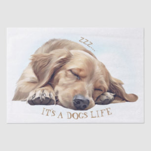Cute Sleeping Dog Illustrated Tissue Paper