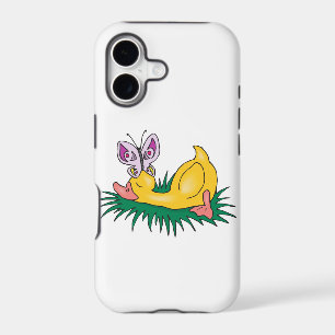 cute sleeping duck and butterfly