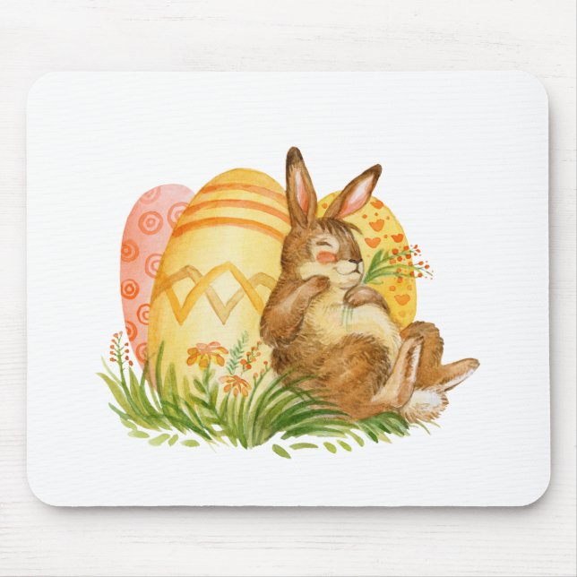Cute sleeping Easter bunny Mouse Pad (Front)