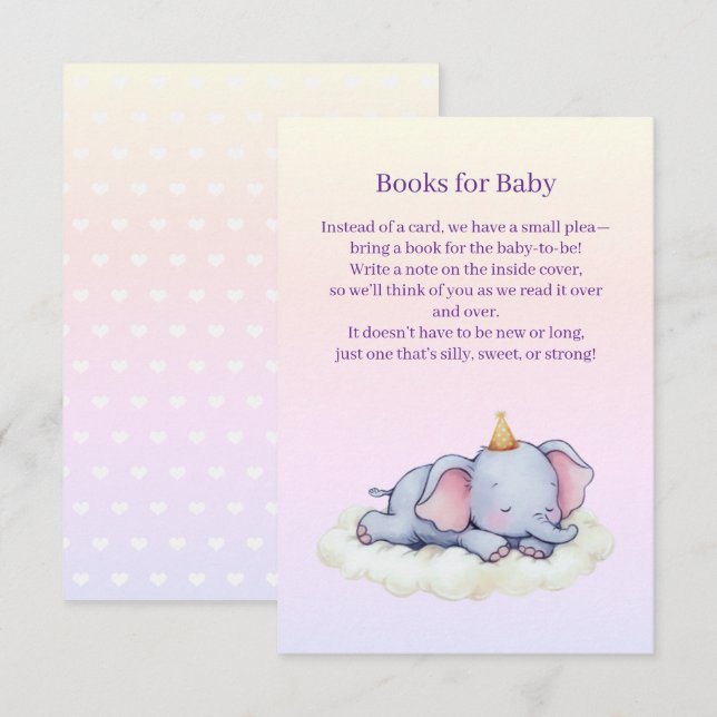 Cute Sleeping Elephant Baby Shower Enclosure Card (Front/Back)