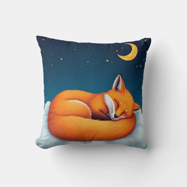 ☁️🦊 Cute Sleeping Fox Cloud Cosy Decor Gift ✨ Cushion (Front)