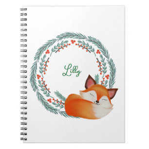 Cute Sleeping Fox Personalized  Notebook