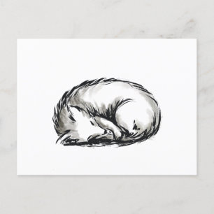 Cute sleeping fox postcard