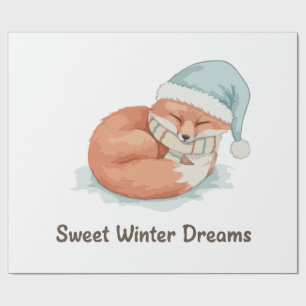 Cute Sleeping Fox Sweet Winter Dreams Winter Anima Wrapping Paper