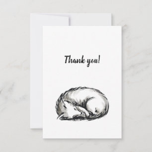 Cute sleeping fox thank you card