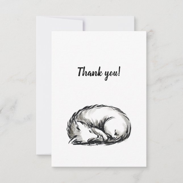 Cute sleeping fox thank you card (Front)