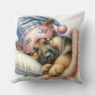 Cute Sleeping German Shepherd Dog Cushion