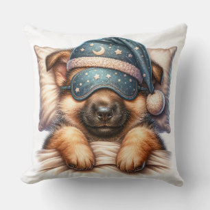 Cute Sleeping German Shepherd Dog Cushion