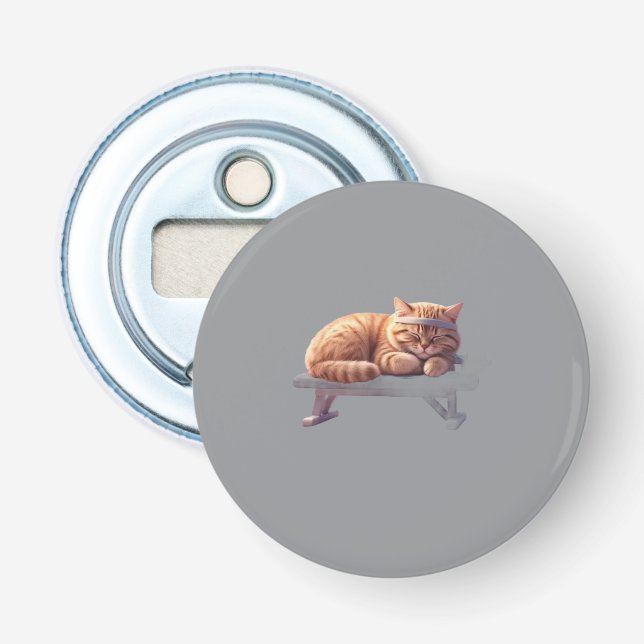 Cute Sleeping Ginger Cat Art Bottle Opener (Front)