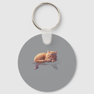 Cute Sleeping Ginger Cat Art Key Ring